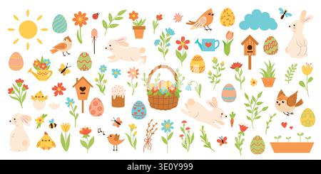 set of elements on the theme of Easter Stock Vector