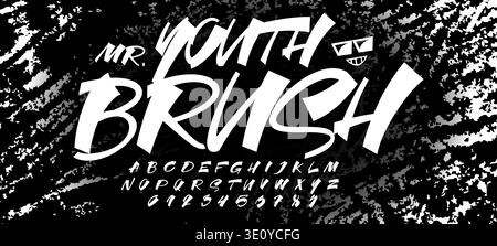 Street Art Brush Font Logo Cool Alphabet Letter Set Modern Typography, Handwritten Typographic Design for Youth Title Text, Lettering Headline Stock Vector