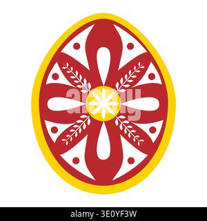 Decorated Easter Egg icon with colorful folk geometric ornaments Stock Vector