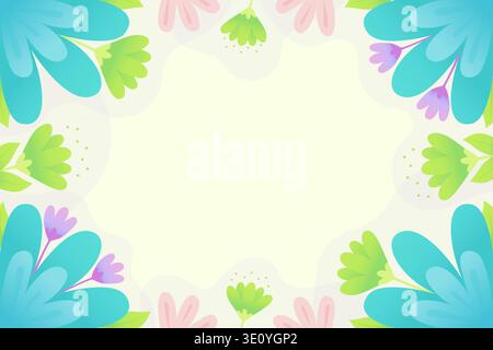 Colorful floral frame with turquoise and green flowers vector illustration. Stock Vector