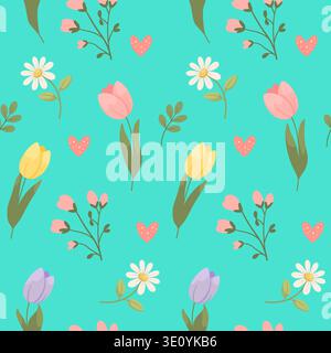 Pastel Spring Flowers Seamless Pattern Stock Vector
