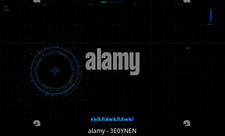 Futuristic HUD Interface with Circular Radar and Data Metrics Stock Photo