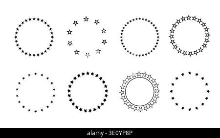Different decorative starburst shapes circle frame or for design logo vector elements, design template Stock Vector