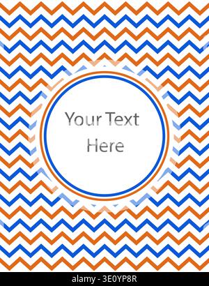 Blue orange chevron zigzag pattern letterhead template design with blank space for text. Stock Vector