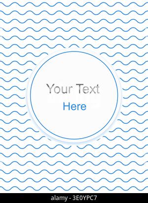 Blue waves pattern letterhead blank template design cover with circle space for text. Stock Vector
