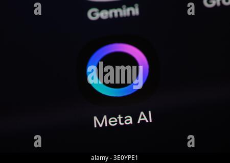 Buenos Aires, Argentina; February 23th 2026: Meta AI icon on a mobile phone screen. Stock Photo