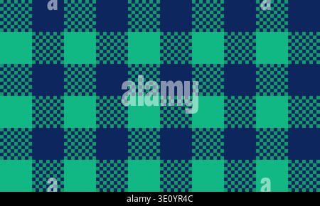 Green and blue vector check seamless pattern, geometric background with squares for graphic design Stock Vector