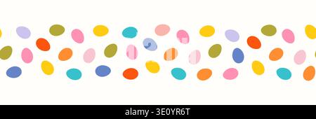 Colorful Easter eggs vector border, Cute painted eggs for spring background, brochures and invitations Stock Vector
