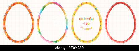 Colorful vector Easter egg frames with dots and gradients, cute oval borders for product package design and spring backgrounds Stock Vector