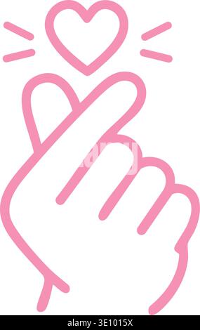 Finger heart gesture minimal romantic love symbol outline vector icon Stock Vector