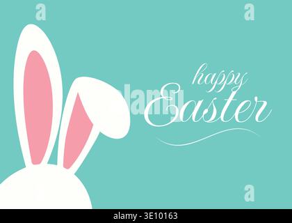 Happy Easter greeting card with bunny ears pastel spring holiday vector illustration Stock Vector