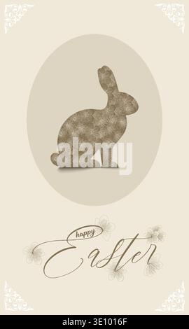 Minimal Easter bunny line art illustration cute spring holiday rabbit vector design Stock Vector