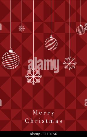Red Christmas background with hanging snowflakes festive winter holiday vector design Stock Vector