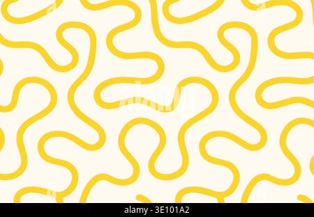 Seamless yellow swirl maze pattern abstract labyrinth decorative vector background Stock Vector