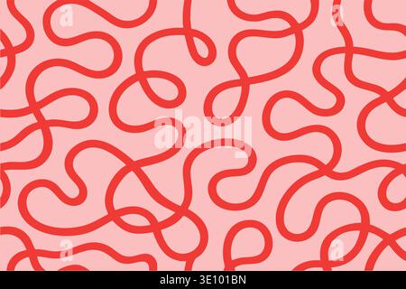 Seamless pink squiggle line abstract pattern modern decorative vector background Stock Vector