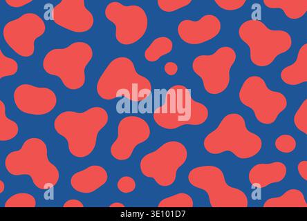 Seamless playful red heart pattern on blue background romantic love vector design Stock Vector