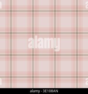 Quilted vector pattern texture, perfect textile check seamless. Vogue tartan background plaid fabric in light and red colors palette. Stock Vector