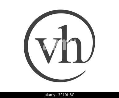 VH logo from two letter with circle shape email sign style. V and H round logotype of business company for brand identity. Stock Vector
