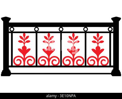 Ornamental Wrought Iron Fence Illustration Stock Vector