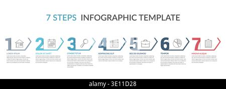 Seven numbers with arrows and place for your text, seven steps - infographic template, vector eps10 illustration Stock Vector