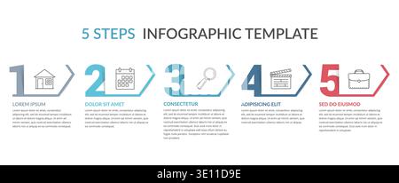 Five numbers with arrows and place for your text, five steps - infographic template, vector eps10 illustration Stock Vector