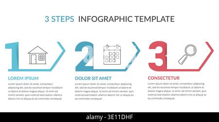 Three numbers with arrows and place for your text, three steps - infographic template, vector eps10 illustration Stock Vector