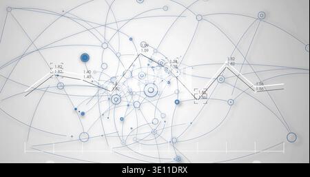 Displaying technical schematic on light gray canvas, showing concentric nodes and labeled polyline Stock Photo