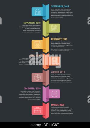 Vertical timeline infographics template with seven arrows, vector eps10 ...