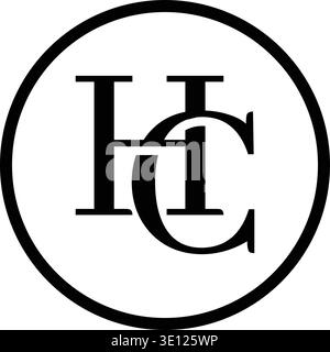 A sophisticated monogram logo featuring interlocking letters HC in a bold geometric style. Designed for high-end luxury brands, law firms, real estate Stock Vector