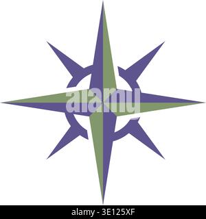 A minimalist compass logo design representing direction, navigation, and exploration. Featuring clean geometric lines in a professional blue and grey Stock Vector