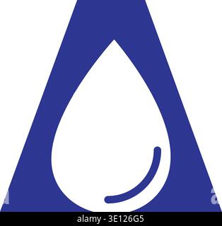 A clean and modern monogram logo featuring an initial A integrated with a water droplet silhouette. Perfect for bottled water brands, plumbing service Stock Vector