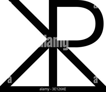 A sophisticated monogram logo featuring interlocking letters K and R in a bold geometric style. Designed for high-end luxury brands, law firms, real e Stock Vector