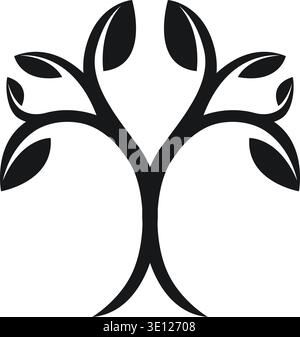 A clean and modern abstract tree logo representing growth, nature, and sustainability. Featuring a minimalist geometric design, perfect for eco-friend Stock Vector