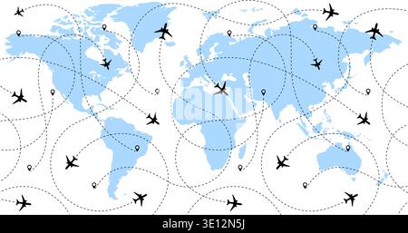 covid-19 virus quarantine from Wuhan airplane prohibition sign airplane stop flight routes on world map novel coronavirus pandemic covid-19 coronaviru Stock Vector