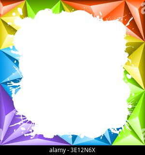 Grunge Multicolored Abstract Triangle Mosaic Frame, vector background for design Stock Vector
