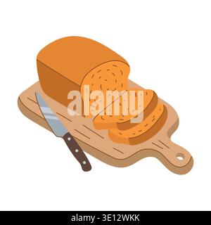 Sliced loaf of bread on a cutting board vector Stock Vector