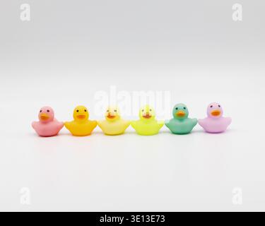 Rubber Ducks in a Row Stock Photo