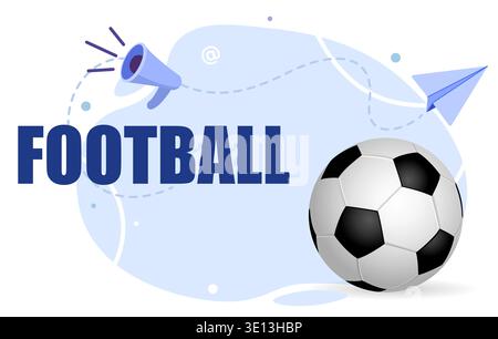 silhouette, soccer ball. Soccer Template design , Football banner, Sport layout design. blue. vector illustration Stock Vector