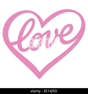 Love heart logo with script lettering romantic design element Stock Vector