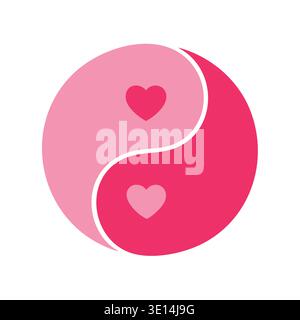 Yin yang love hearts romantic relationship symbol illustration Stock Vector