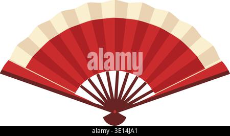 Traditional red oriental folding fan decorative vector illustration Stock Vector