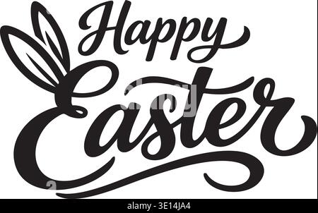 Happy Easter bold calligraphy spring holiday greeting typography Stock Vector