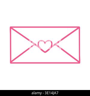 Love letter envelope icon with heart romantic message illustration Stock Vector