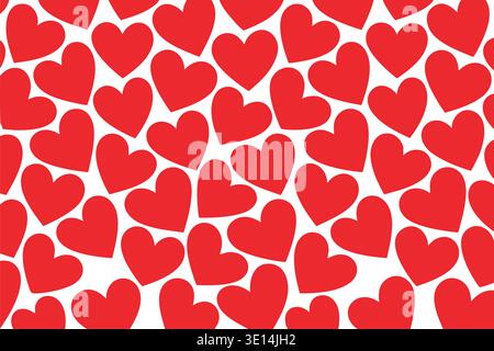 Red heart pattern romantic seamless Valentine background design Stock Vector