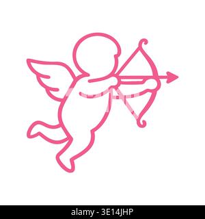Cupid angel with bow and arrow romantic Valentine symbol illustration Stock Vector