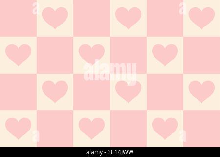Seamless pink heart checker pattern romantic Valentine background Stock Vector