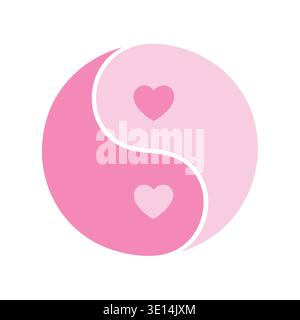 Yin yang love hearts symbol romantic relationship balance illustration Stock Vector