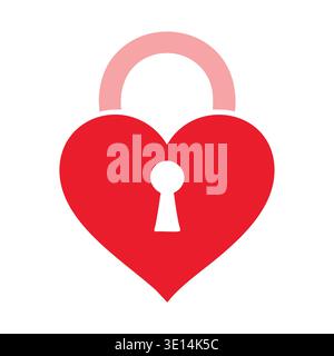 Heart padlock love lock symbol romantic relationship concept illustration Stock Vector