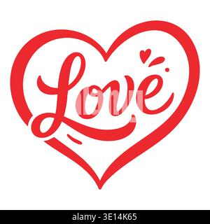 Red heart love lettering logo romantic Valentine symbol Stock Vector
