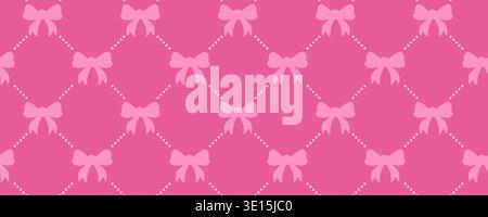 Retro Cute Cherry Bow Seamless Pattern Pink Girly Valentine Design Stock Vector